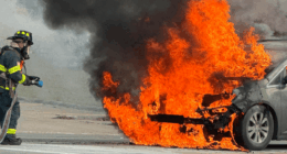 Ohio school van catches fire with people trapped inside