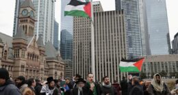 Palestinian flag is raised at Toronto's city hall