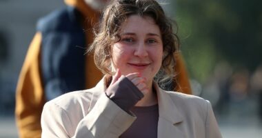 Pregnant British 'drug mule' shows baby bump as she leaves prison