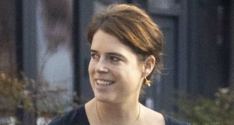Princess Eugenie is spotted for first time since father Andrew was stripped of his Prince title as she shares a joke with husband Jack Brooksbank in Notting Hill