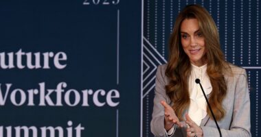 Princess of Wales says 'love is the most essential bond' in heartwarming first public speech since her cancer diagnosis - as she attends business summit with Gareth Southgate