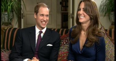 Rare footage of Kate Middleton's historic engagement interview reveals her moment of panic - before Prince William came to her rescue