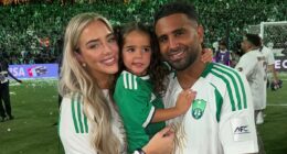 Riyad Mahrez's wife Taylor Ward gives birth to their first son - his fourth child - before he heads off on football duty