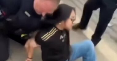 Teen girl learns a brutal lesson when she throws a drink at officer