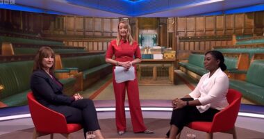 Tense moment Reeves refuses to meet Kemi Badenoch's eye in TV showdown
