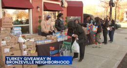 Thanksgiving meals: Kindness Campaign, Chicago's Home of Chicken and Waffles turkey giveaway held in Bronzeville for Thanksgiving