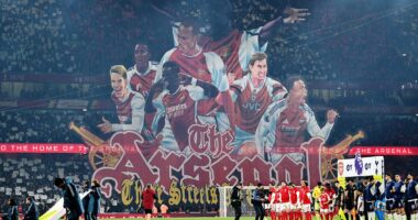 The story behind Arsenal's iconic north London derby tifo: How the Gunners learned their lesson after 'fumbling' PSG display, the lifelong Gooner who designed the tribute - and why Mikel Arteta was a huge fan