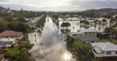 Lismore, Australia - March 31st, 2022: Flooded streets in Lismore, NSW, Australia
