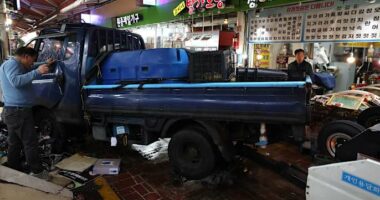 Truck hits pedestrians in South Korea market, killing 2 people and injuring 18
