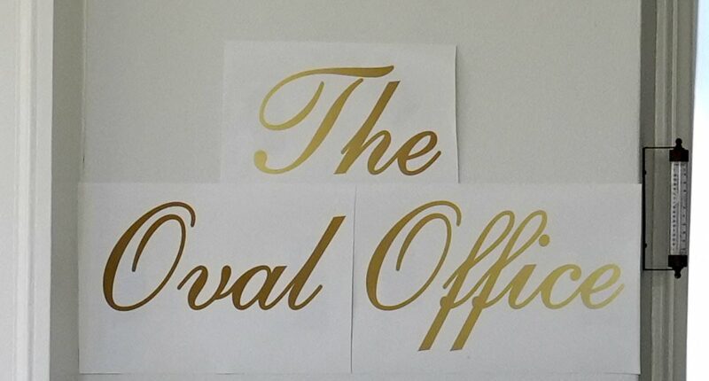 Trump's mocked Oval Office sign vanishes after being savaged as 'Cheesecake Factory font'