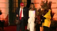 Trump's trick-or-treat with costumed kids at White House Halloween