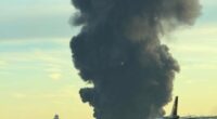 UPS cargo plane with 3 aboard explodes on takeoff at Louisville airport, igniting huge fire