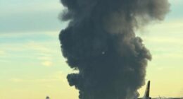UPS cargo plane with 3 aboard explodes on takeoff at Louisville airport, igniting huge fire