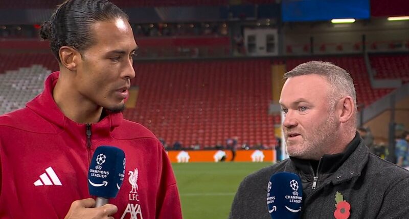 Virgil van Dijk takes aim at Wayne Rooney AGAIN in tense live interview as Liverpool captain and pundit come face-to-face days after dispute over Man United legend's criticism