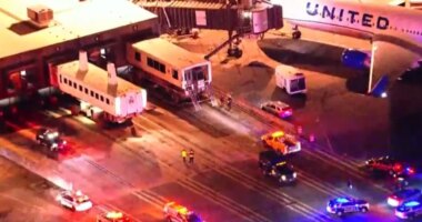 Washington Dulles airport transport vehicle slams into dock, 18 hospitalized