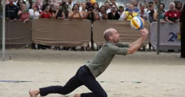 Wild about Wills! Prince is mobbed by VERY handsy Brazilian royal fans