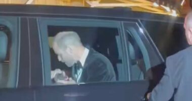 William and Kate share 'air kiss' before Royal Variety Performance