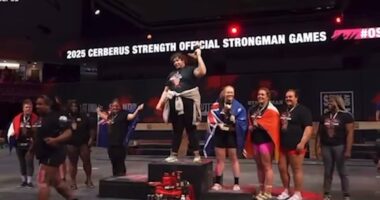 Woman storms off podium as trans rival wins World's Strongest Woman