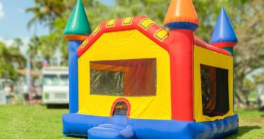 4 children hurt after bouncy house gets swept up by gust of wind