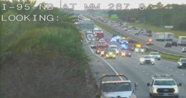 Ambulance headed to crash on I-95 in Volusia struck from behind; 3 injured