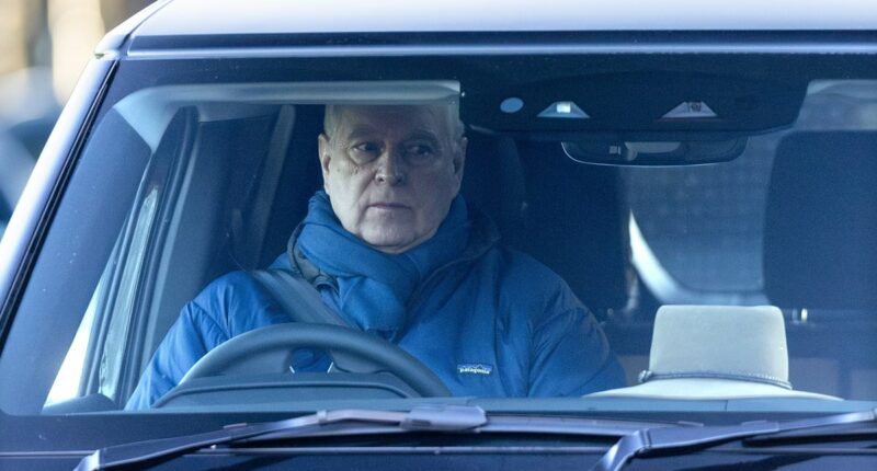 Andrew drives out of Royal Lodge after being barred from Sandringham