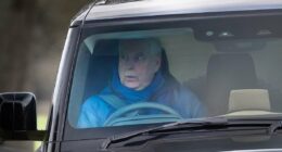 Andrew is spotted alone with his thoughts as he drives near Windsor Castle - after daughters Eugenie and Beatrice attended Royal Christmas at Sandringham