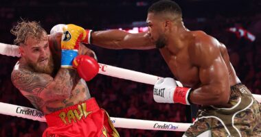 Anthony Joshua knocks out Jake Paul in farcical Netflix boxing showdown... after YouTuber dived to the floor throughout bloody onslaught