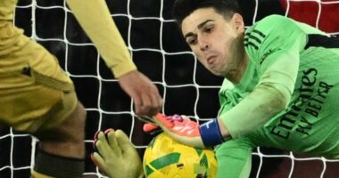 Arsenal 1-1 Crystal Palace (8-7 pens): Gunners sneak into Carabao Cup semi-finals after Kepa Arrizabalaga makes only save in epic shootout