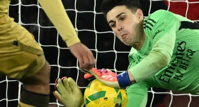 Arsenal 1-1 Crystal Palace (8-7 pens): Gunners sneak into Carabao Cup semi-finals after Kepa Arrizabalaga makes only save in epic shootout