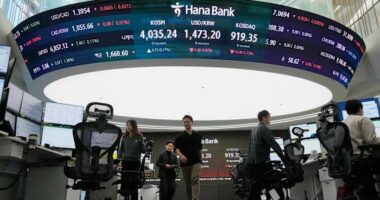 Asian shares are mixed after Wall Street inches closer to its all-time high