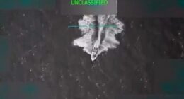 A boat shortly before it is hit by a strike on September 2.