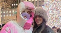 Brazilian star Neymar catches the eye by wearing £4,300 pink and white coat and purple ski mask on Christmas trip to New York