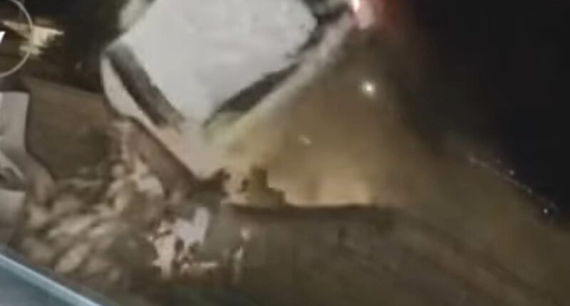 Car crashes through the air sending its driver into swimming pool