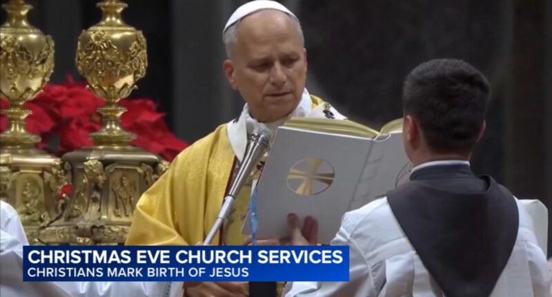 Chicago-born Pope Leo XIV celebrates 1st Christmas as pontiff with midnight Mass at Saint Peter's Basilica in Vatican City