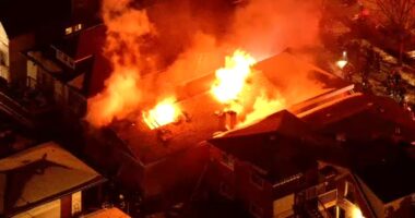 Chicago firefighters battle large house fire on South Lafayette Avenue on South Side