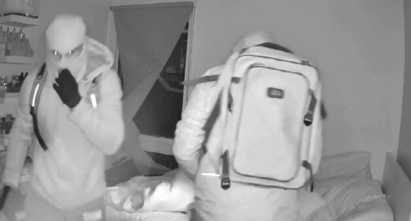 Chilling footage shows masked men breaking into woman's bedroom before robbery