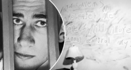 Chilling message scrawled on wall in lipstick at murder scene