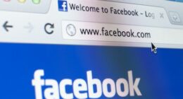 Facebook Homepage Closeup on LCD Screen, Chrome Web Browser