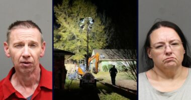 Couple arrested after body found buried in backyard amid search for husband's 81-year-old mother who went missing from nursing home, police say