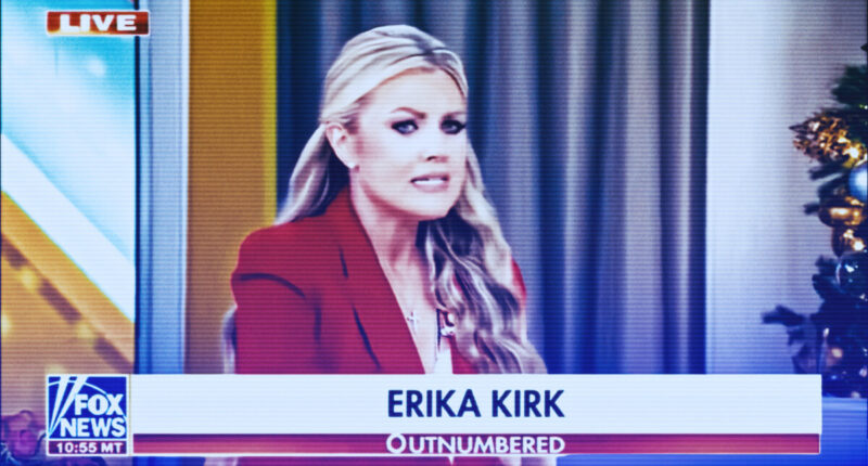 Erika Kirk speaking emotionally during a Fox News interview about Charlie Kirk’s assassination
