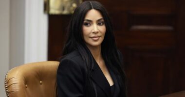 WASHINGTON, DC - APRIL 25: Reality television star and businesswoman Kim Kardashian attends a roundtable discussion on criminal justice reform hosted by Vice President Kamala Harris in the Roosevelt Room at the White House on April 25, 2024 in Washington, DC. The meeting included four of the sixteen people who had been convicted of non-violent drug offenses in the past and received clemency from President Joe Biden earlier this week. (Photo by Chip Somodevilla/Getty Images)