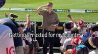 Fan proudly boasts he got 'arrested for my country' as he gets chucked out of the Boxing Day cricket for performing an Aussie tradition