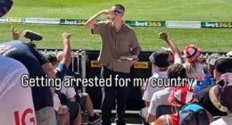 Fan proudly boasts he got 'arrested for my country' as he gets chucked out of the Boxing Day cricket for performing an Aussie tradition