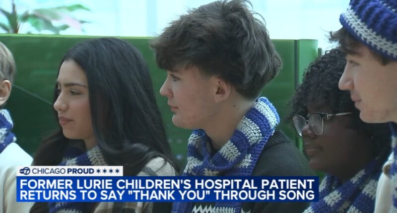Former Lurie Children's patient returns to Streeterville, Chicago hospital, performs for staff with Vernon Hills High School choir