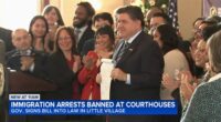 Gov. JB Pritzker signs HB 1312 creating legal protections for immigrants in Illinois at La Villita Community Church in Chicago