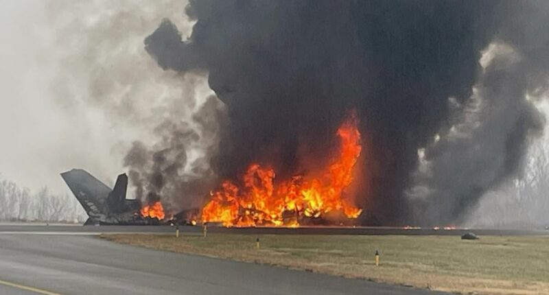 Horror as private jet crashes near runway at North Carolina airport