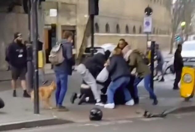 The group sprang into action after witnessing what they believed to be a robbery on Camden High Street in north London, before pursuing the suspect on foot