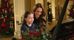 Kate Middleton is joined by her daughter Charlotte on the piano