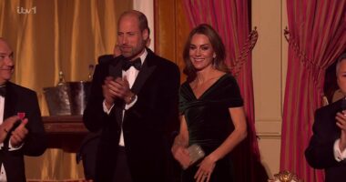 Kate beams as Jason Manford takes the reins of the Royal Variety Show