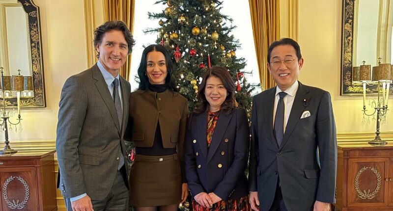 Katy Perry and Justin Trudeau meet former Japanese prime minister